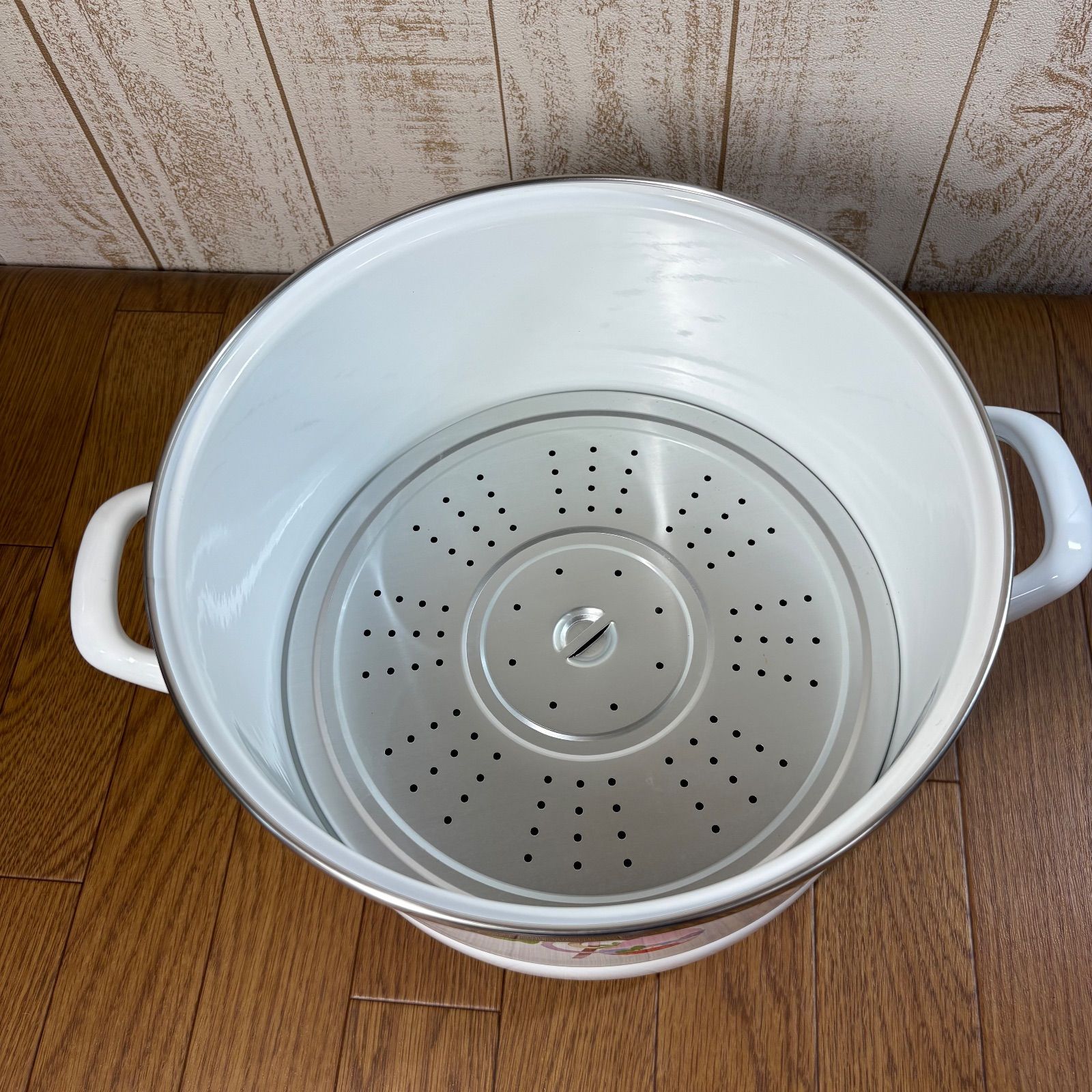 未使用品 ホーロー鍋 蒸し器 蓋付き 昭和レトロ - メルカリ