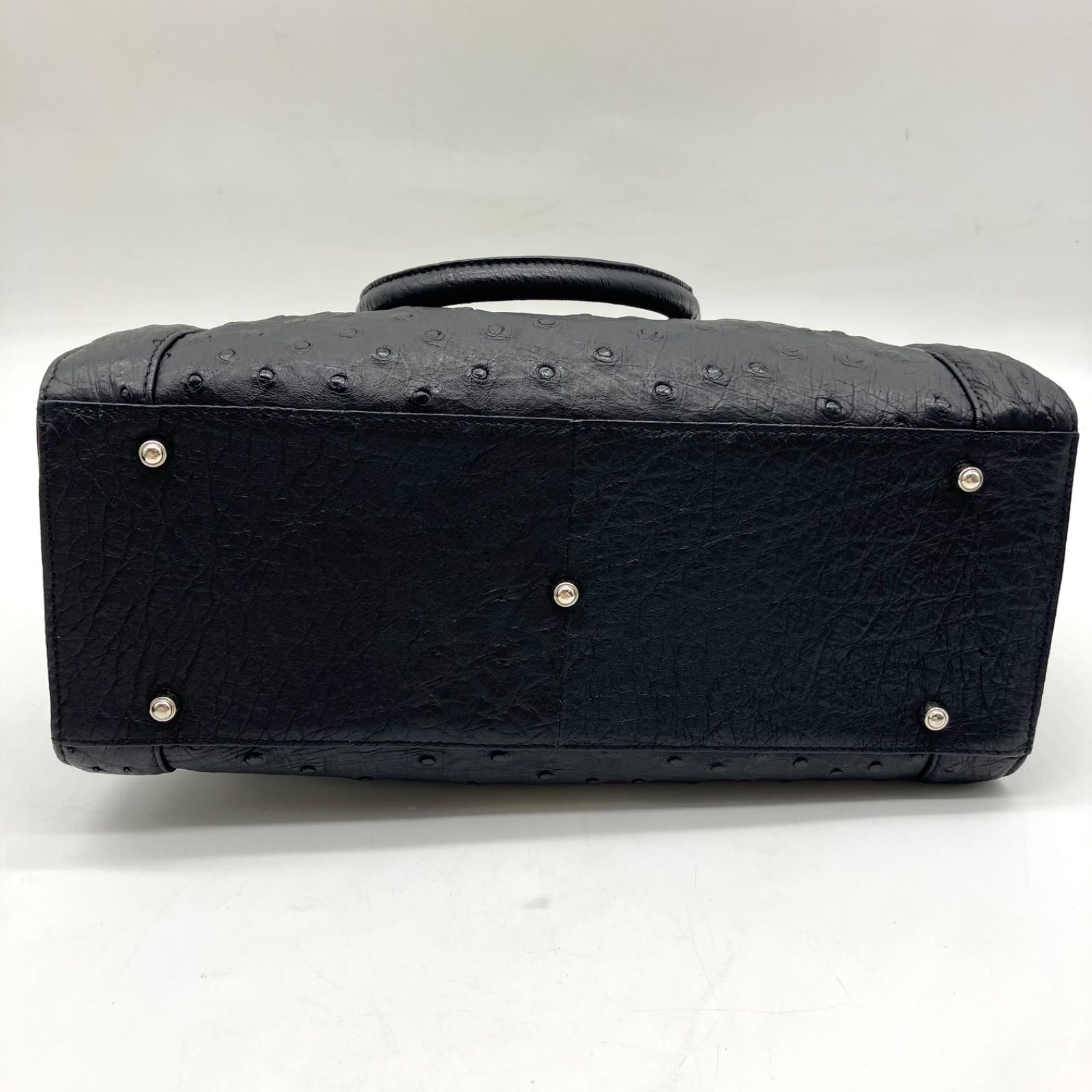 お買い得】OSTRICH ハンドバッグ クイルマーク ブラック系 - メルカリ