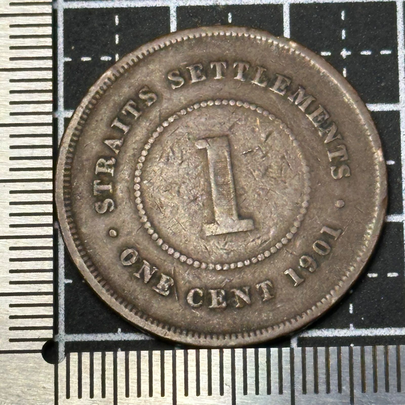 英領海峡植民地】1901年 1セント銅貨／ストレイツ・セトルメンツ