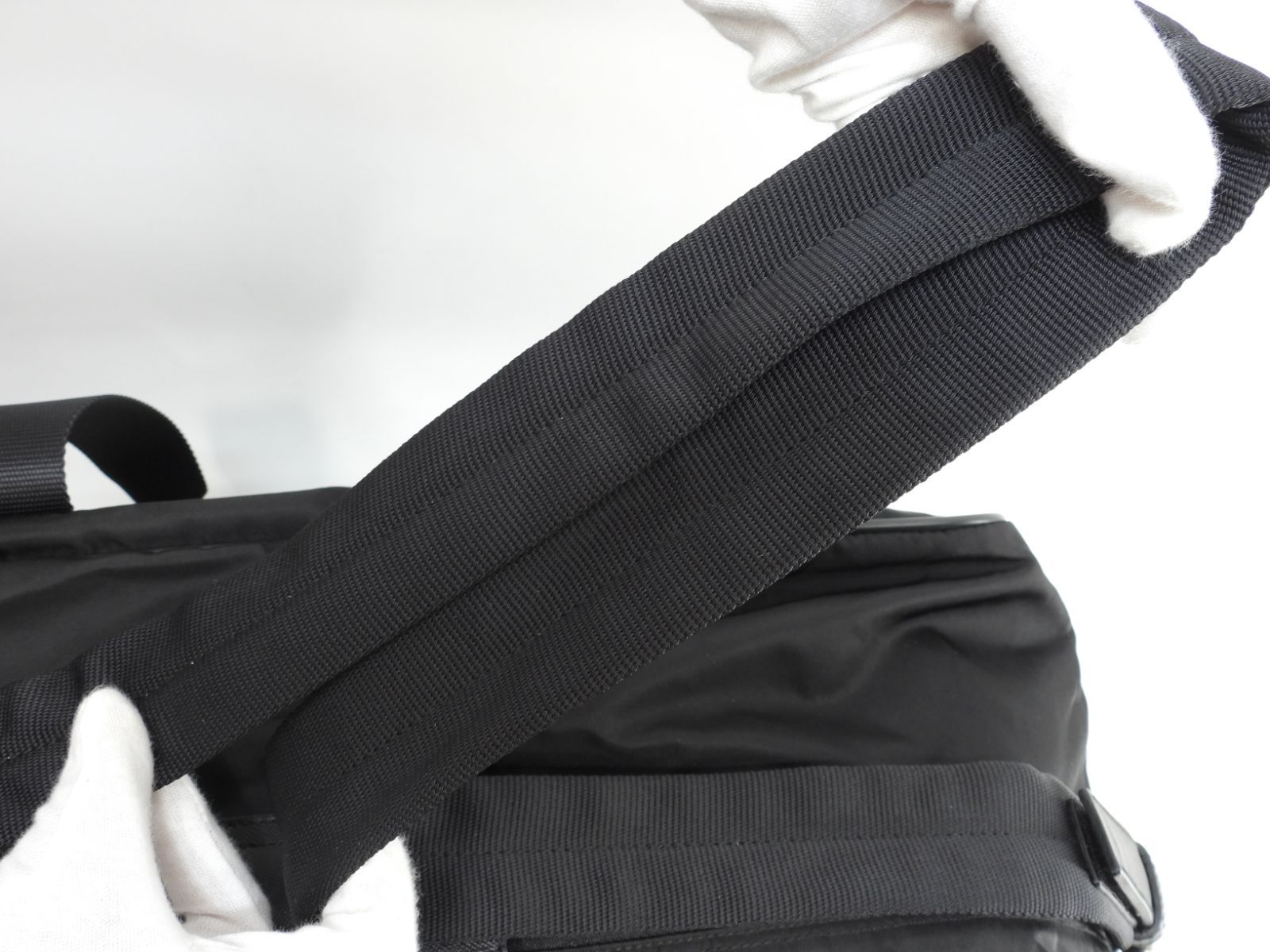 プラダ s付ボストンバッグ大 三角プレート ナイロン革黒 トラベル 旅行