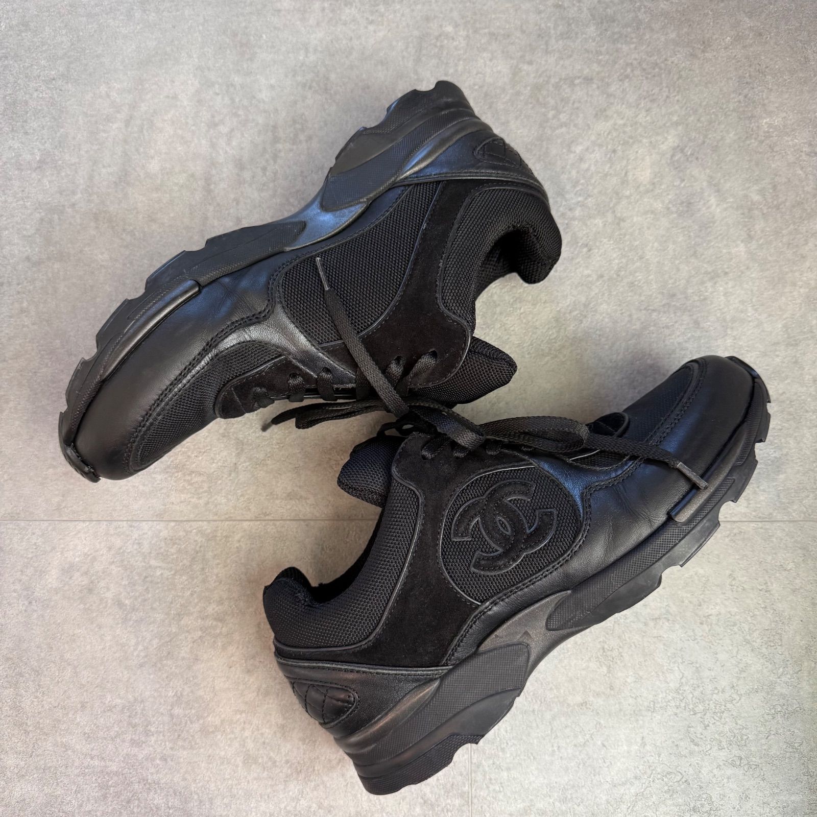 CHANEL シャネル ココマーク メッシュ スエード スニーカー ブラック