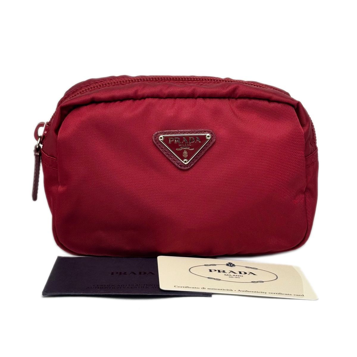 【美品】PRADA ナイロンポーチ ボルドー コスメポーチ 希少カラー✨美品】PRADA ナイロンポーチ オファー ボルドー コスメ