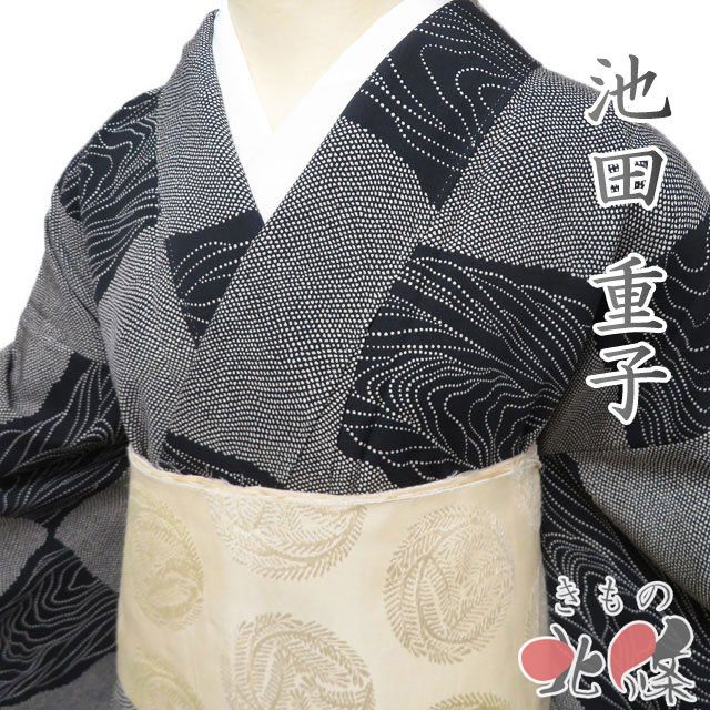 特選 小紋 着物 中古 正絹 袷 カジュアル 池田重子 落款 変わり市松