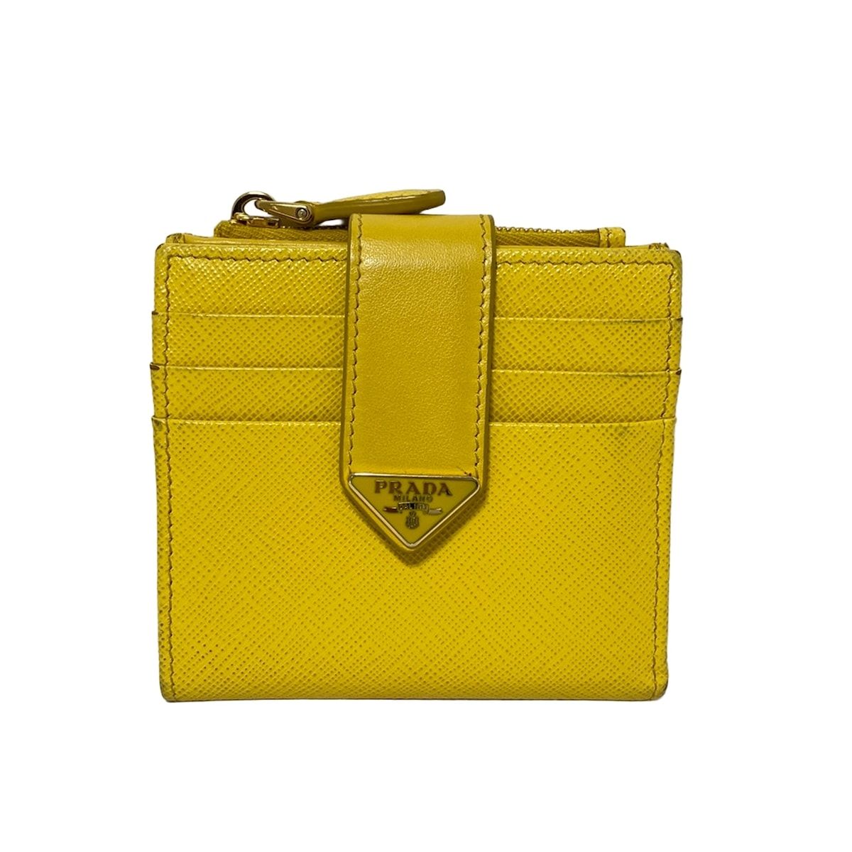 PRADA(プラダ) 2つ折り財布 - イエロー レザー - メルカリ