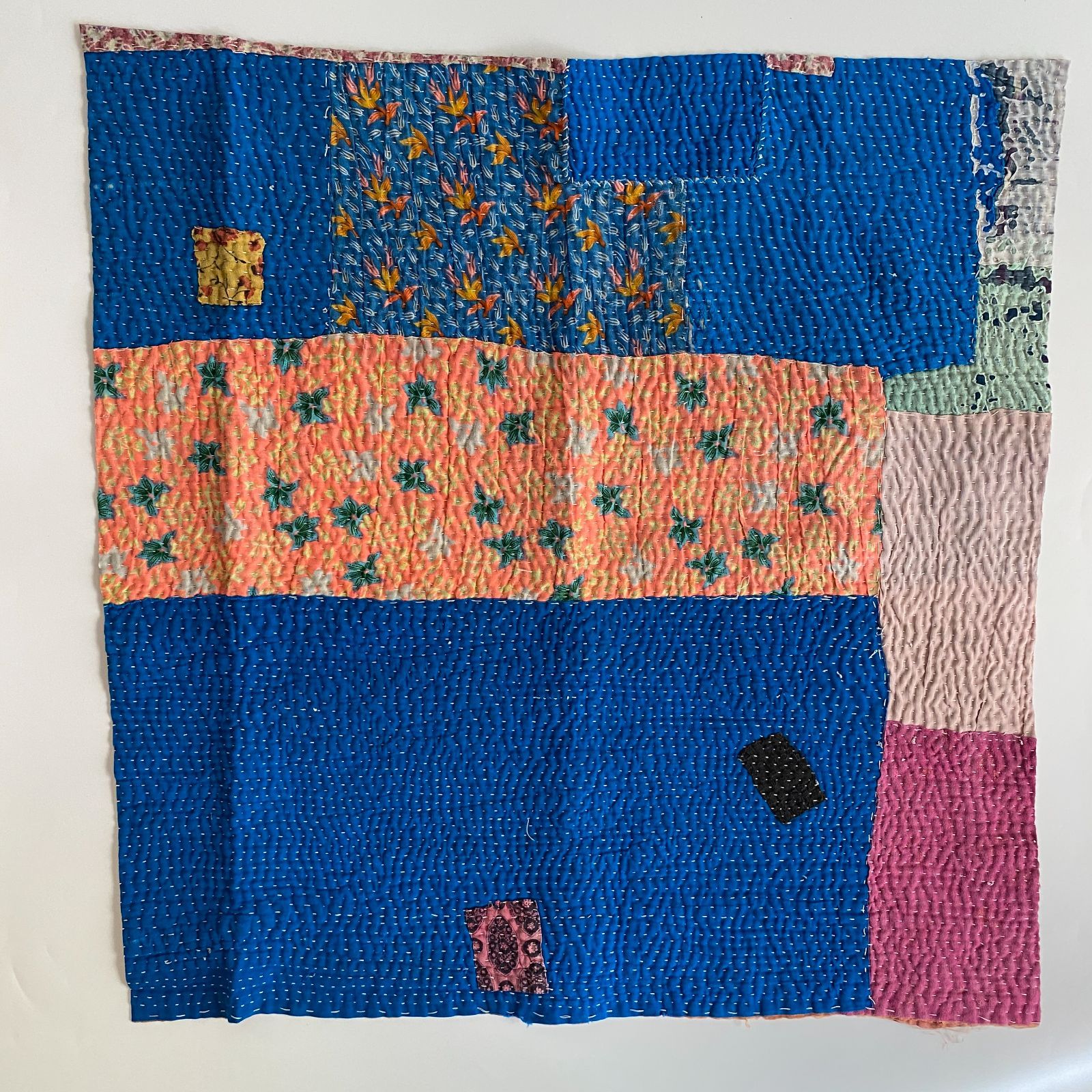 3525 ラリーキルト カンタキルト オールドファブリック ハギレ インド