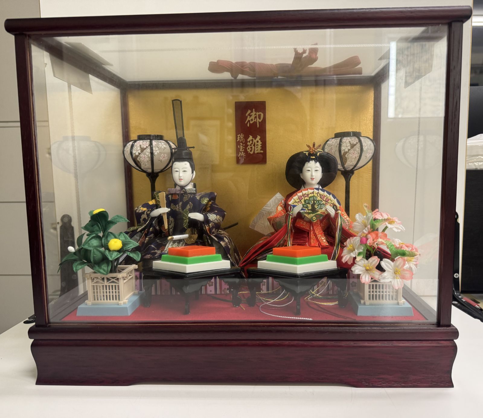 アンティーク 雛人形 ガラスケース付き 美品 ガラスケース付 ひな人形 三五親王飾り 瑞宝作 - メルカリ
