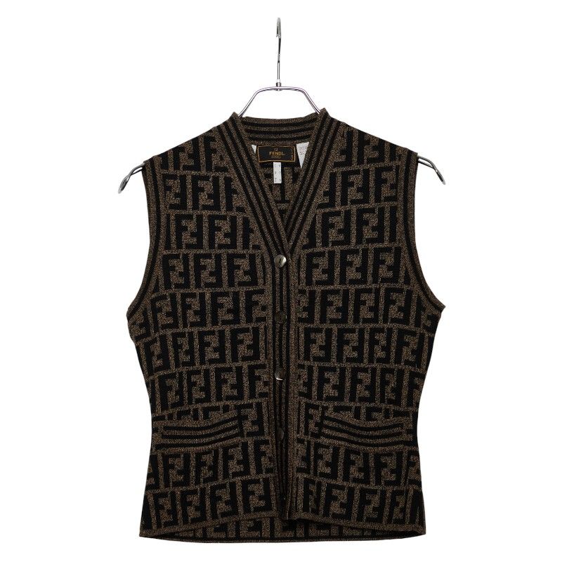 フェンディ ズッカ ベスト サイズ：40 ブラウン ブラック ウール