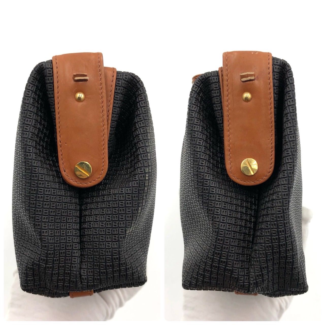 BALLY バリー クラッチバッグ セカンドバッグ 黒 茶色 レザー 総柄 鞄