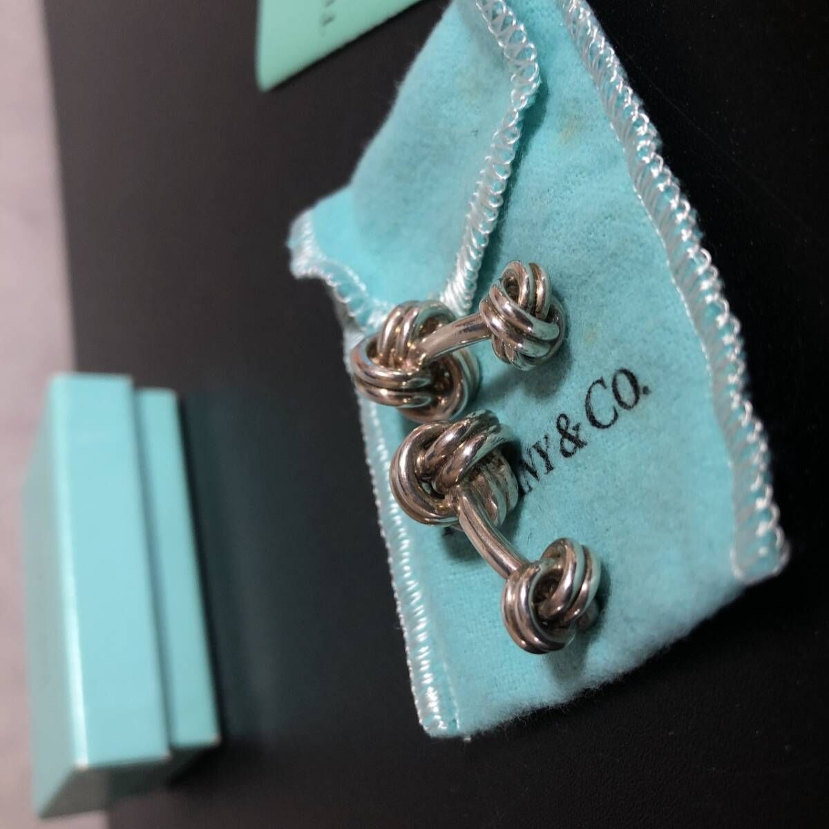 PQ003◇Tiffany＆Co : 925 Silver ツイストノットカフス◇シルバー925