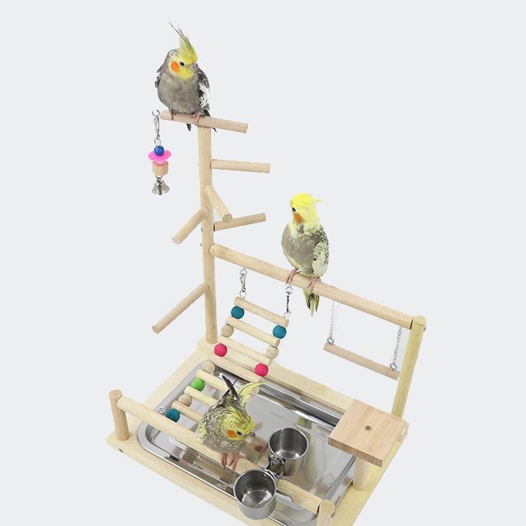インコ 遊び場 鳥用 アスレチック 2層 バードトイ 鳥のおもちゃ 木製