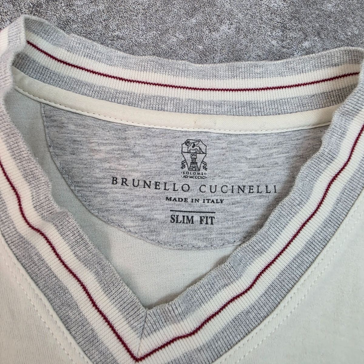 Brunello Cucinelli ブルネロクチネリ Vネック リブ切り替え コットン