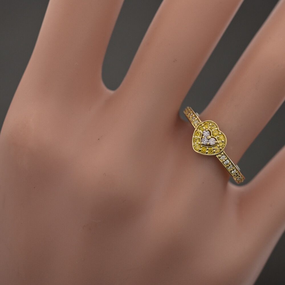 0.16ct/FD:0.10ct/ハートモチーフ イエロー ピンク ダイヤモンド