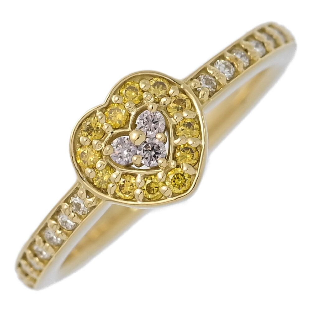 0.16ct/FD:0.10ct/ハートモチーフ イエロー ピンク ダイヤモンド