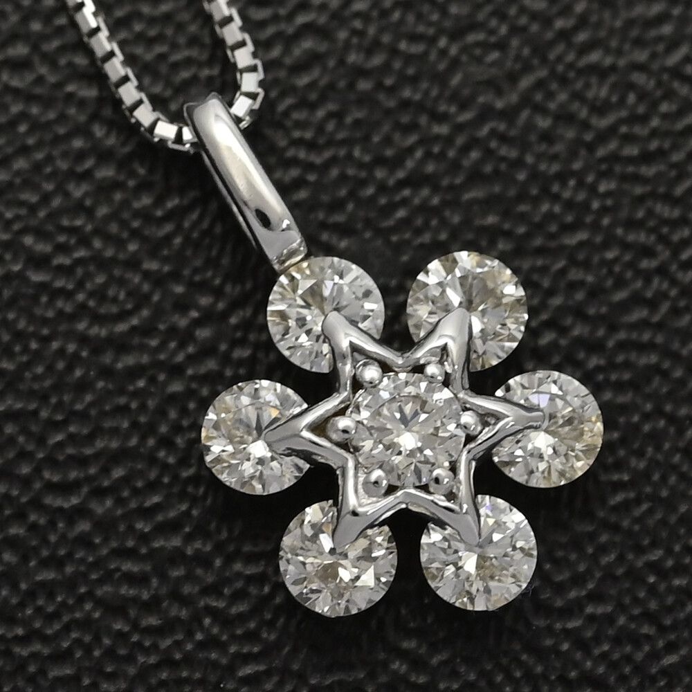 D:0.5ct/スノーフレーク/雪の結晶 7P・ダイヤモンド ネックレス