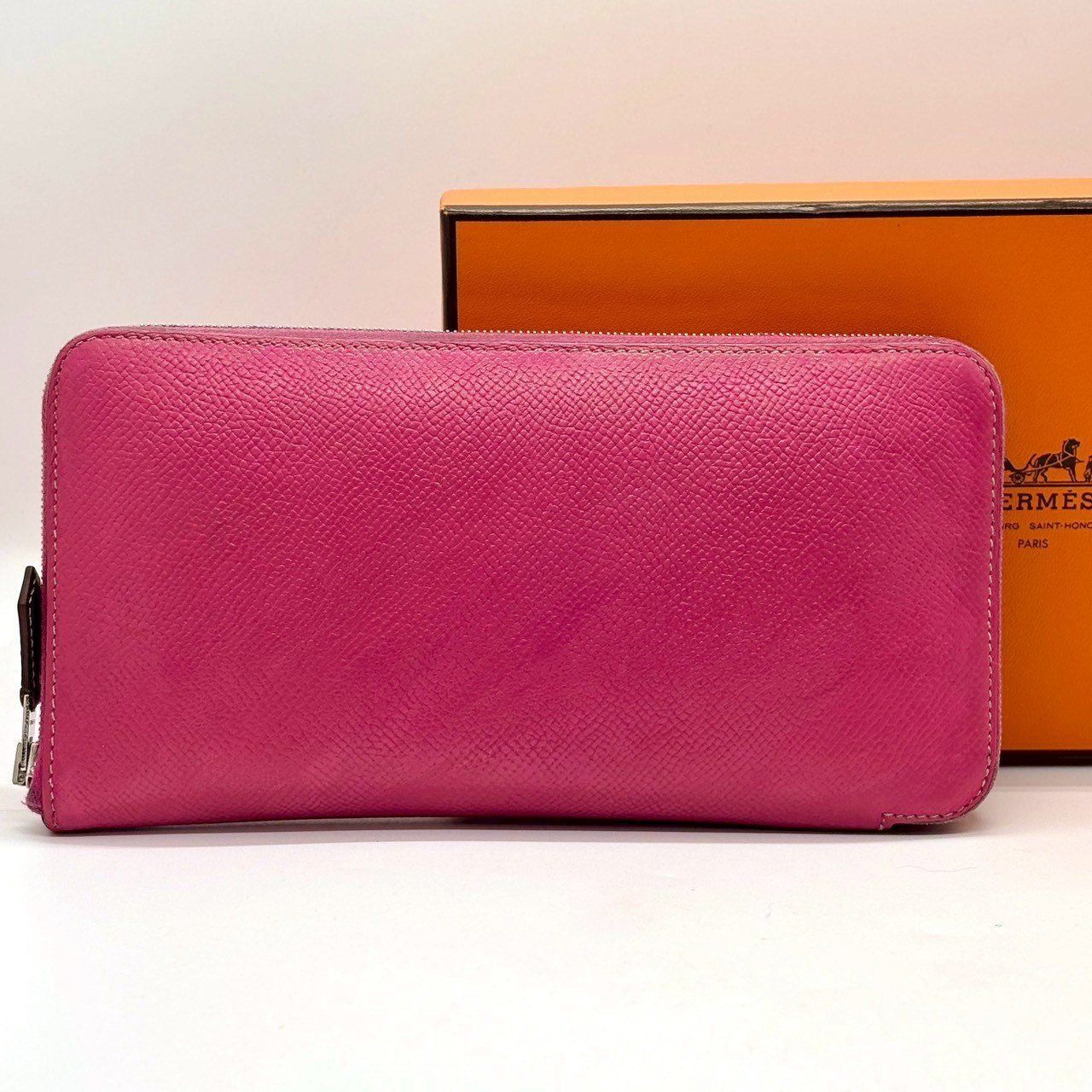 HERMÈSエルメス アザップ　ロング　シルクイン ヴォーエブソン　ピンク長財布 Azap エルメス HERMES アザップロング シルクイン ラウンドファスナー