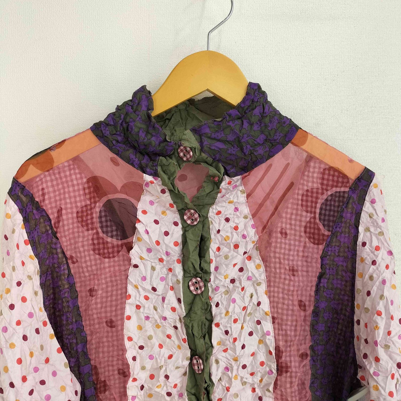 OLLEBOREBLA(アルベロベロ) シワ加工 ポップコーン L/S シャツ レディース 表記無 【中古】【ブランド古着バズストア】 アルベロベロ OLLEBOREBLA シワ加工 ポップコーン L/S シャツ