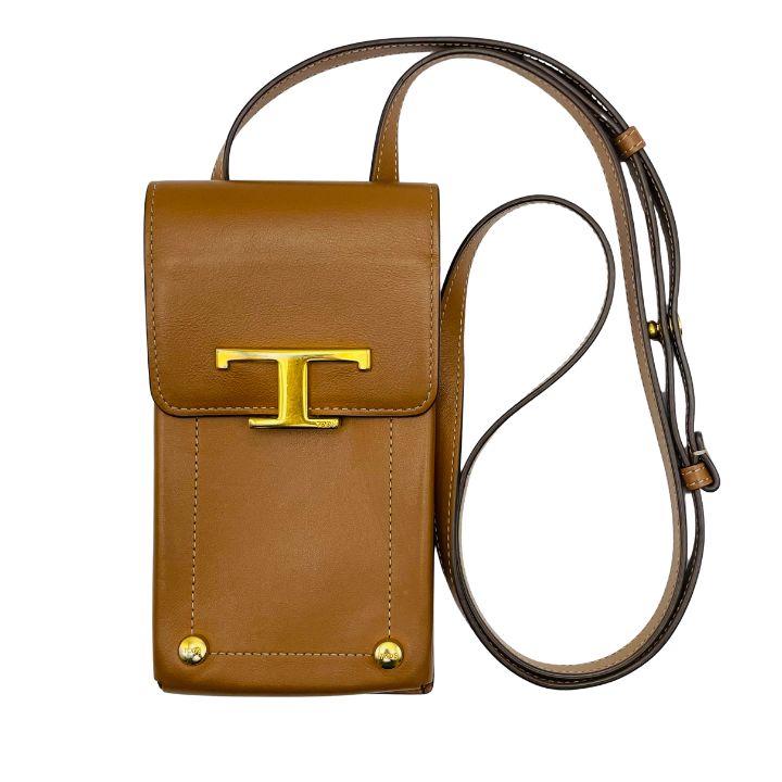 TODS トッズ Tタイムレス スマホフォルダー ショルダーバッグ レザー 