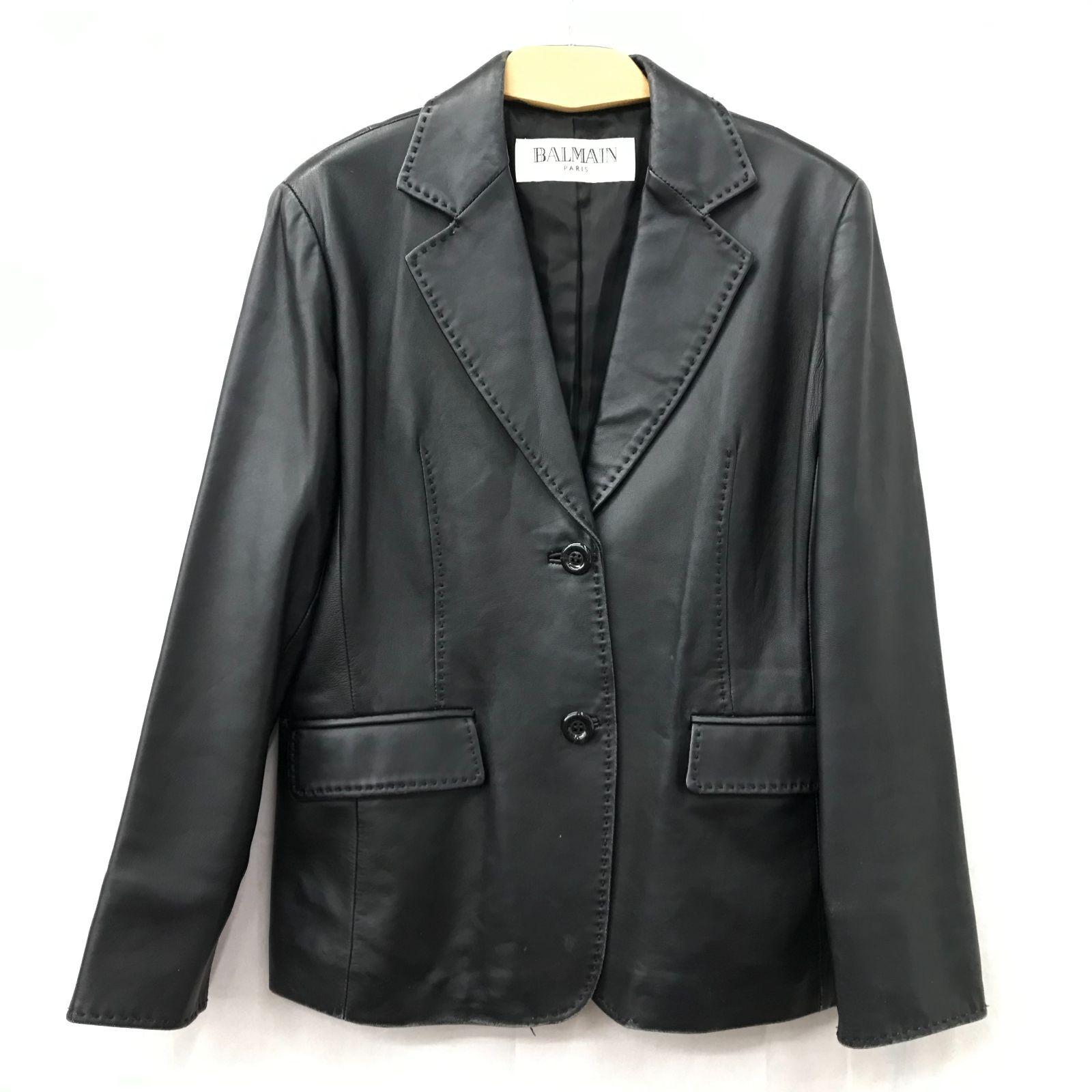 BALMAIN 黒 テーラードジャケット 12 BALMAIN UF17110 Wool Gabardine Double Blazer 6-Button Jacket Fr40