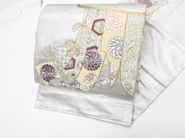 一輝堂】袋帯 太鼓柄 金糸 刺繍 几帳 正絹 25b12-2320 - メルカリ