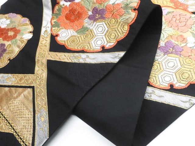 正絹　『一期一会』六通袋帯ガード加工済【雪輪　小花】 正絹 『一期一会』六通袋帯ガード加工済【雪輪 小花】 正絹 『一期一会