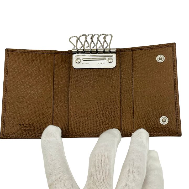 美品 PRADA プラダ キーケース 6連 サフィアーノレザー M222A 三角ロゴ