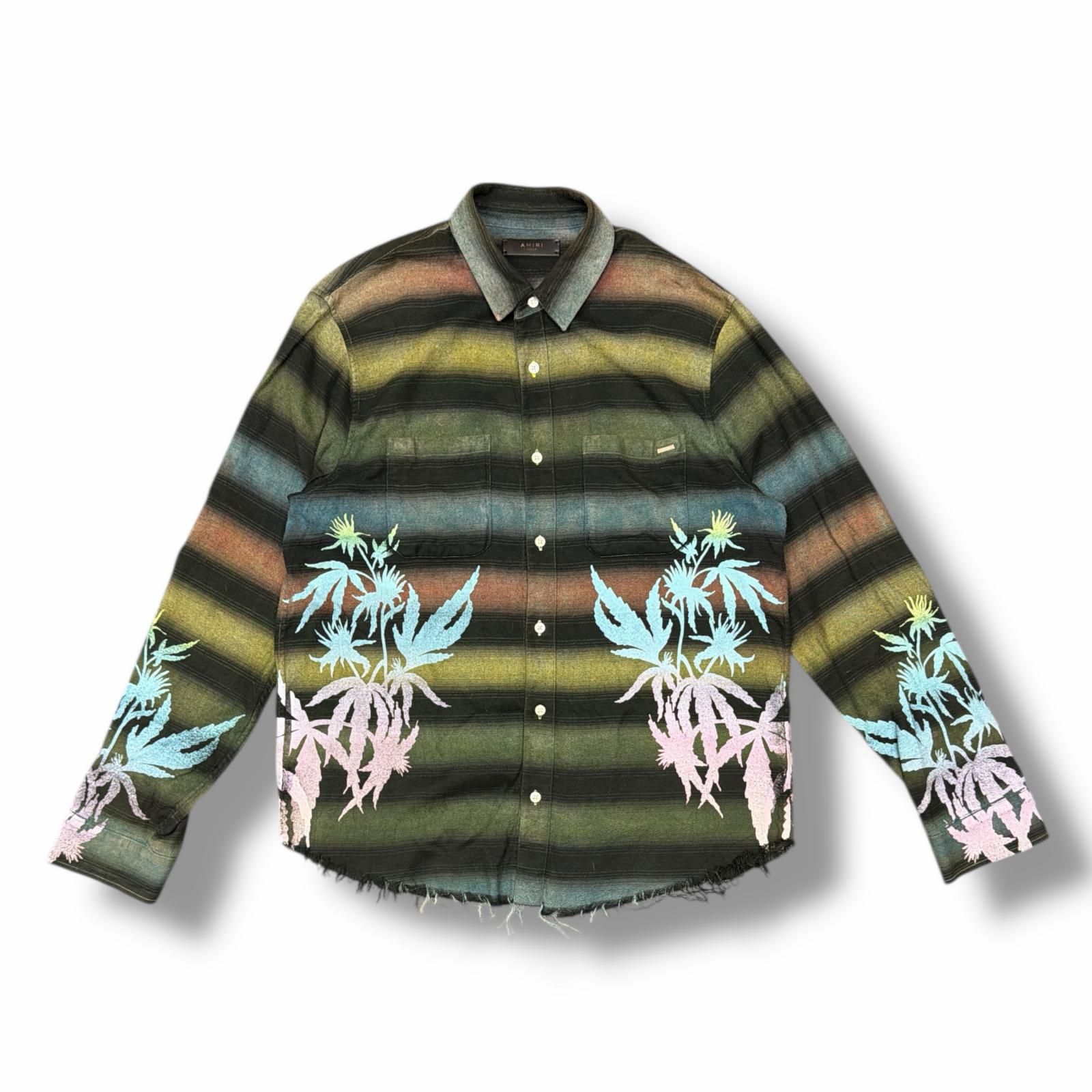 AMIRI Printed Striped Shirt ロゴスターボーダーシャツ 長袖シャツ 