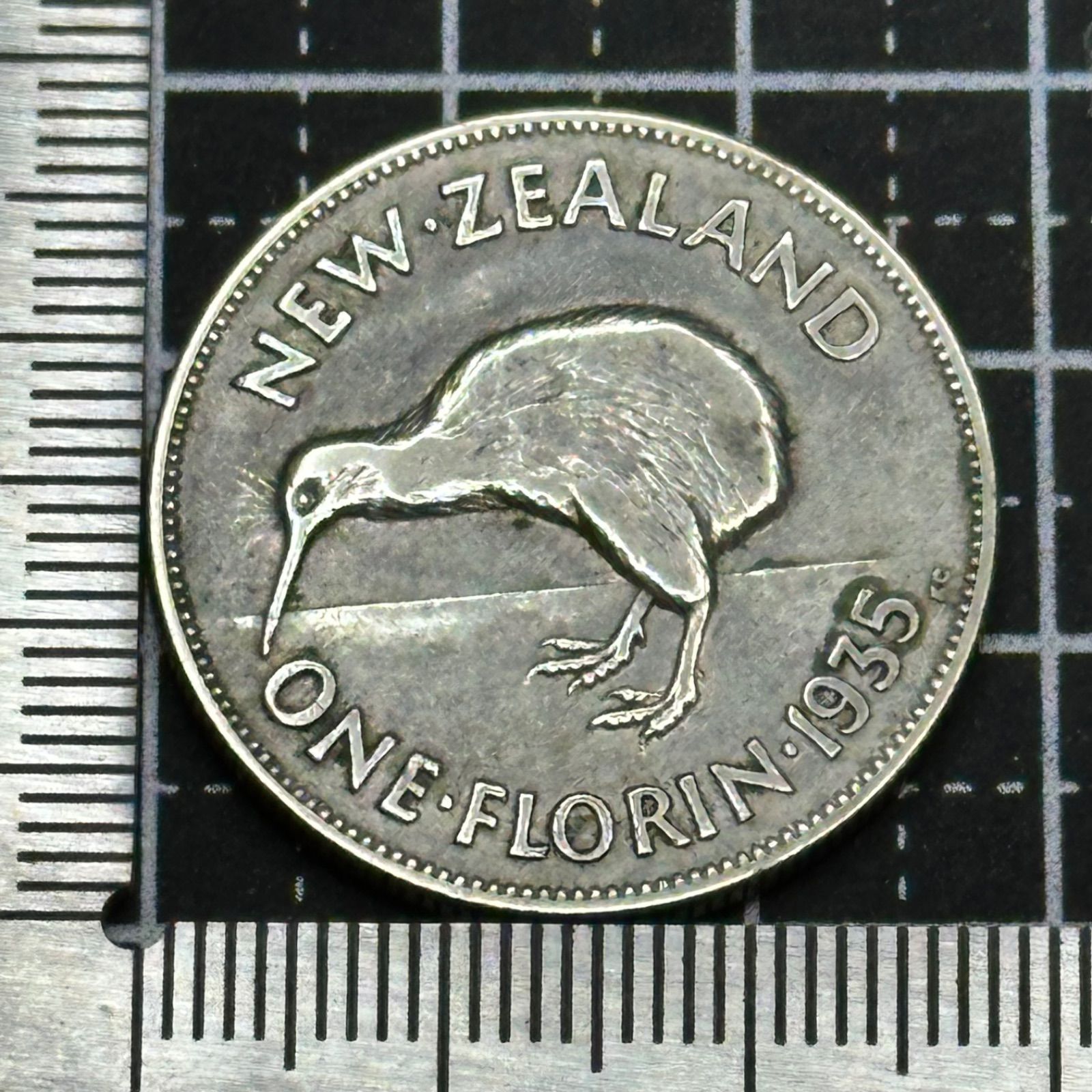 銀貨】1935年 ニュージーランド 1フロリン キウイ初登場／ジョージ5世