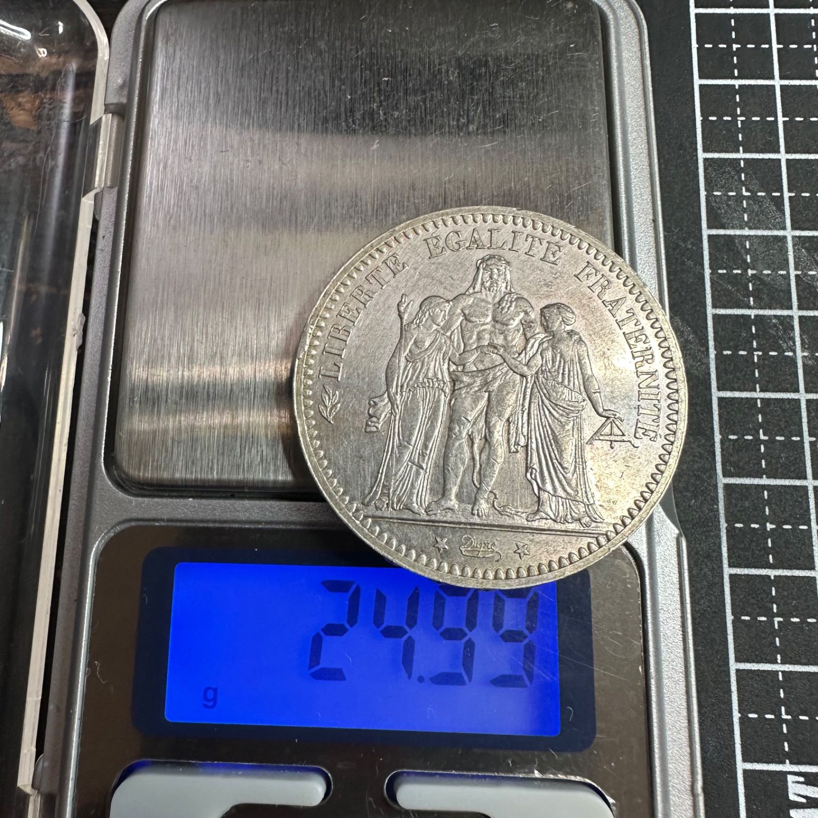 銀貨】1875年 フランス共和国 5フラン ヘラクレス型／LIBERTE EGALITE