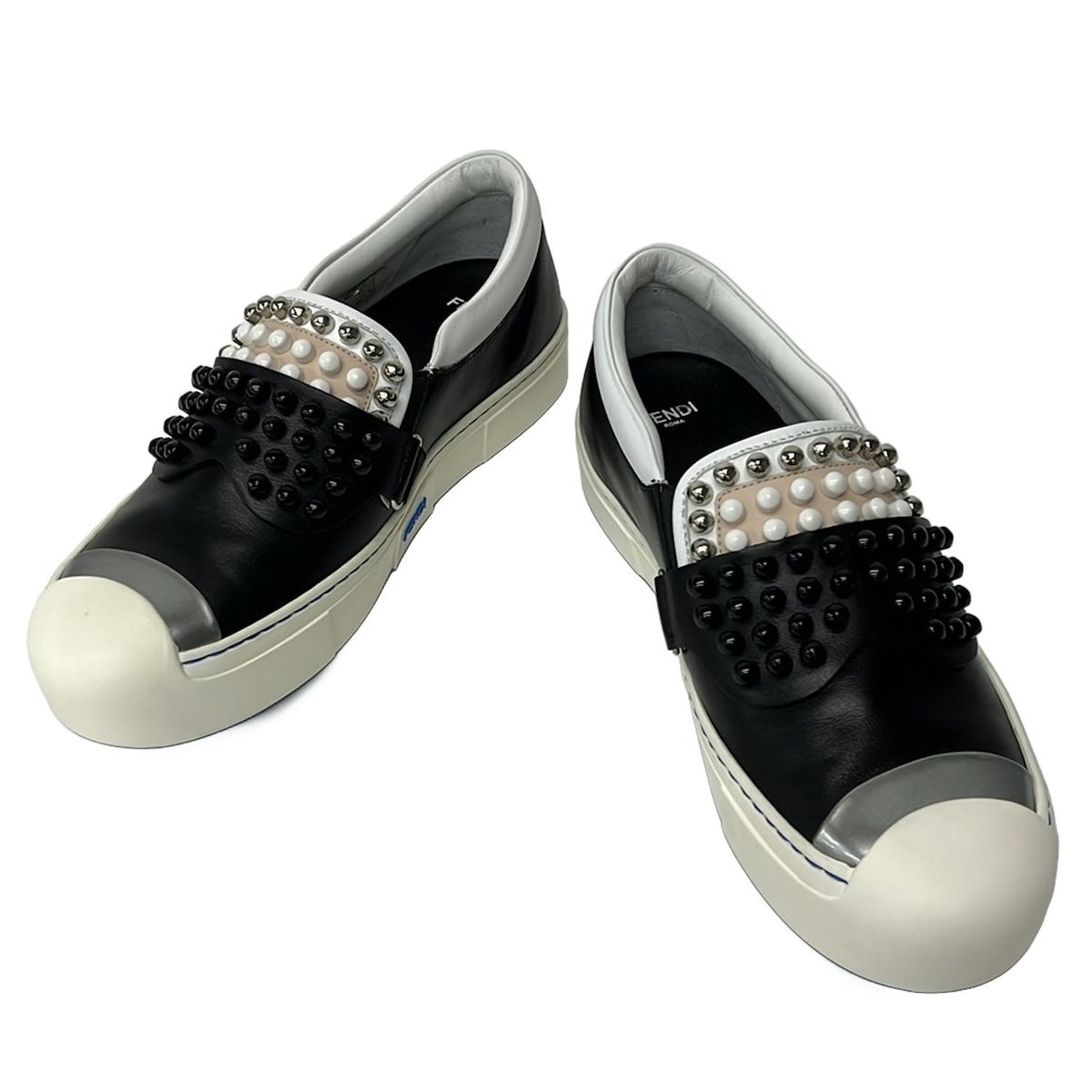 FENDI(フェンディ) スリッポン 37 レディース - 黒 スタッズ/Karl