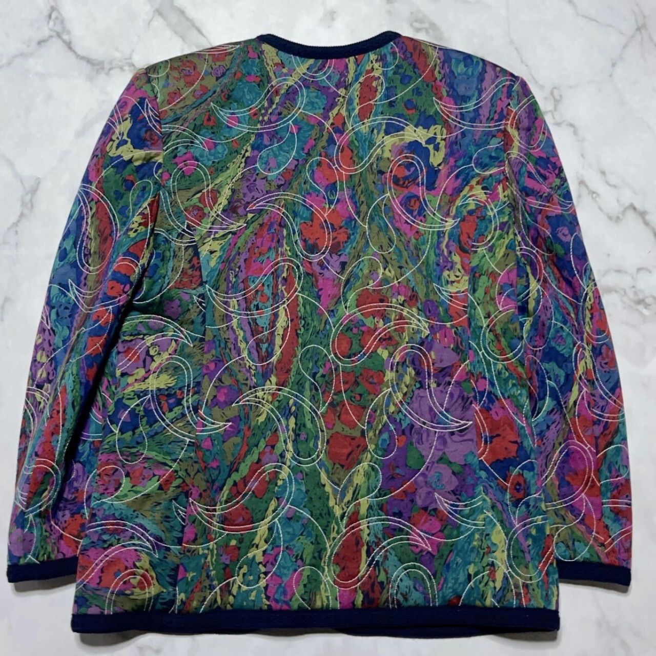 美品 LEONARD レオナール ジャケット 11号 シルク100% ペイズリー レオナール ファッション LEONARD FASHION ペイズリー ステッチ