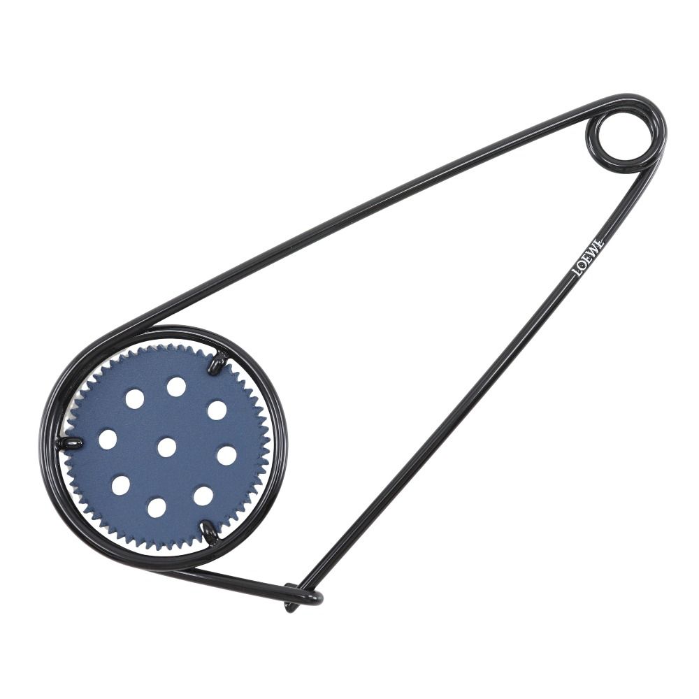 LOEWE】ロエベ メカノピン バッグチャーム 金属製×レザー 黒/青