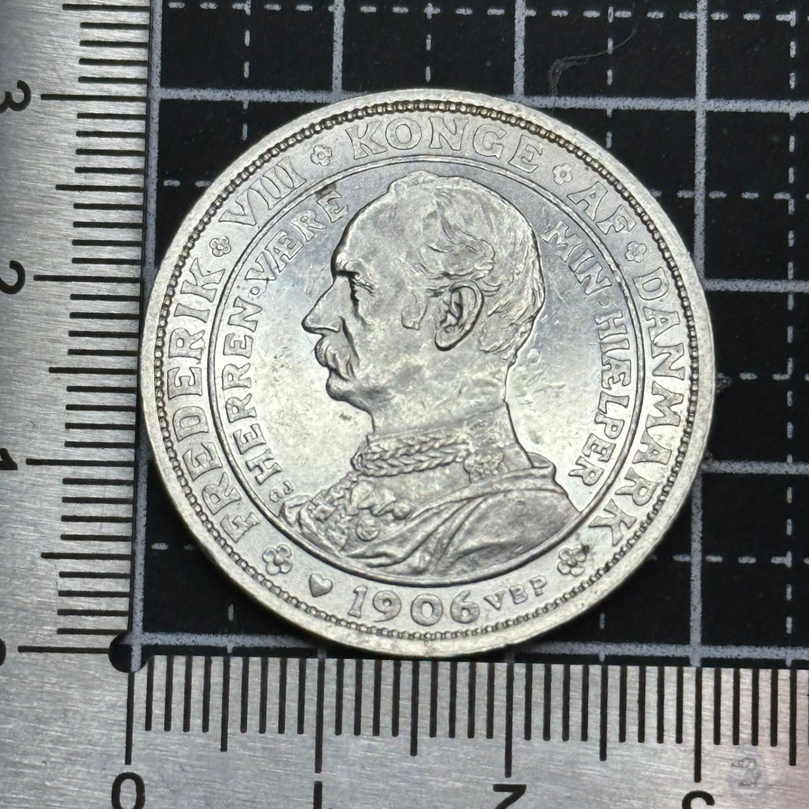 1906年 デンマーク 2クローネ 銀貨 フレデリック8世 肖像／北欧王国