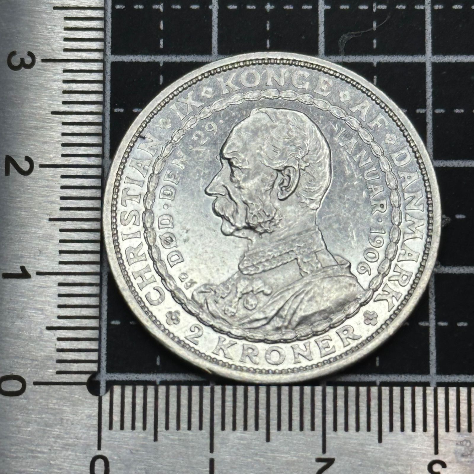 1906年 デンマーク 2クローネ 銀貨 フレデリック8世 肖像／北欧王国