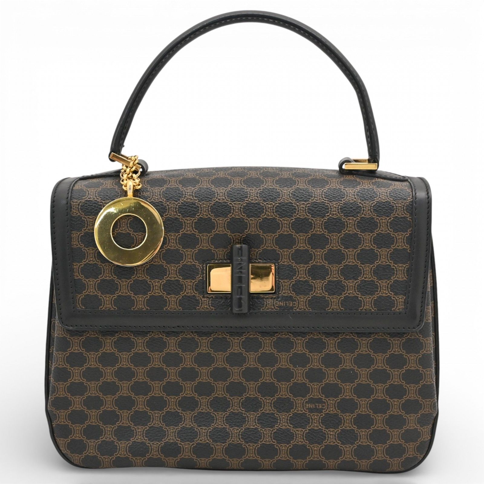 セリーヌ マカダム ハンドバッグ ターンロック ヴィンテージ Bランク