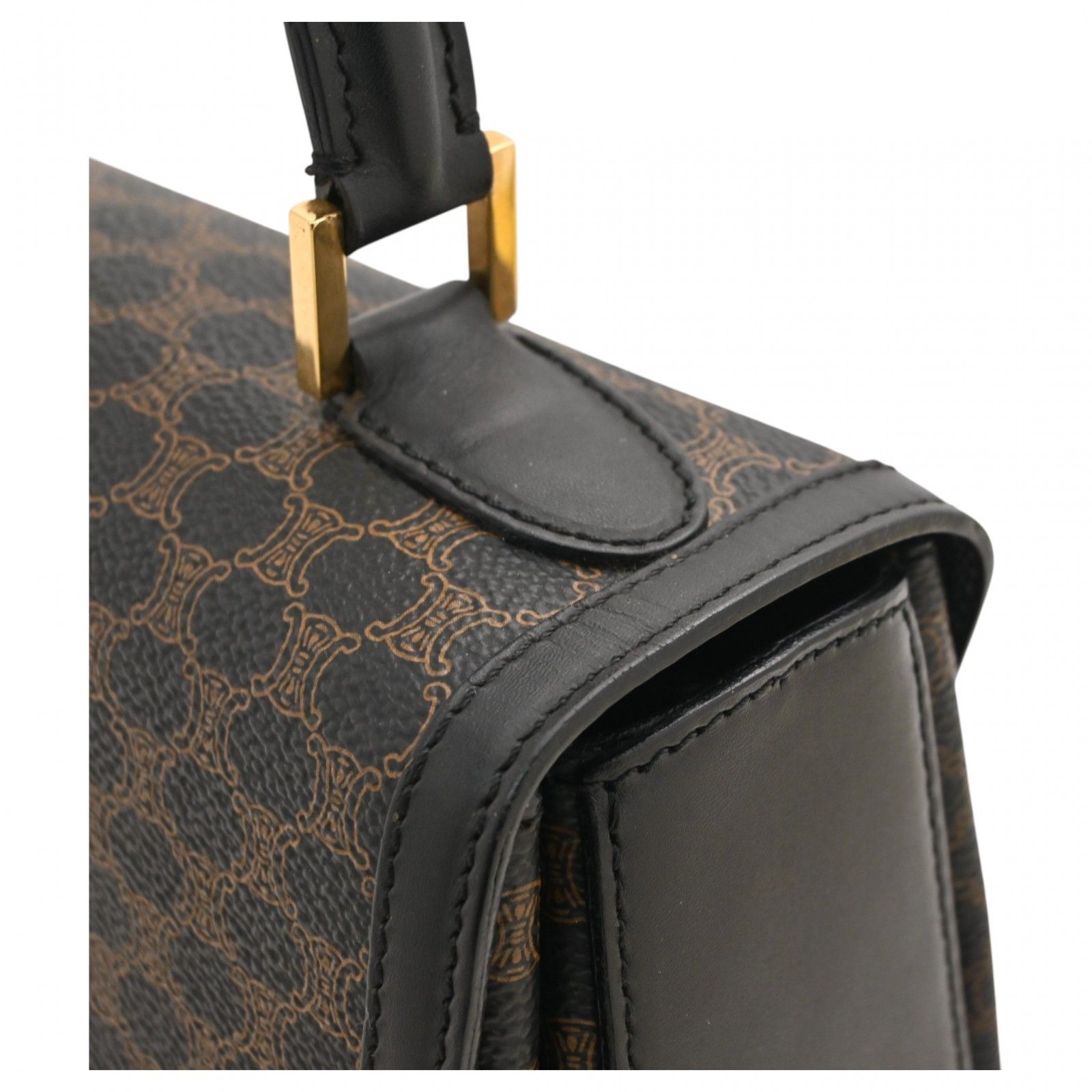 セリーヌ マカダム ハンドバッグ ターンロック ヴィンテージ Bランク