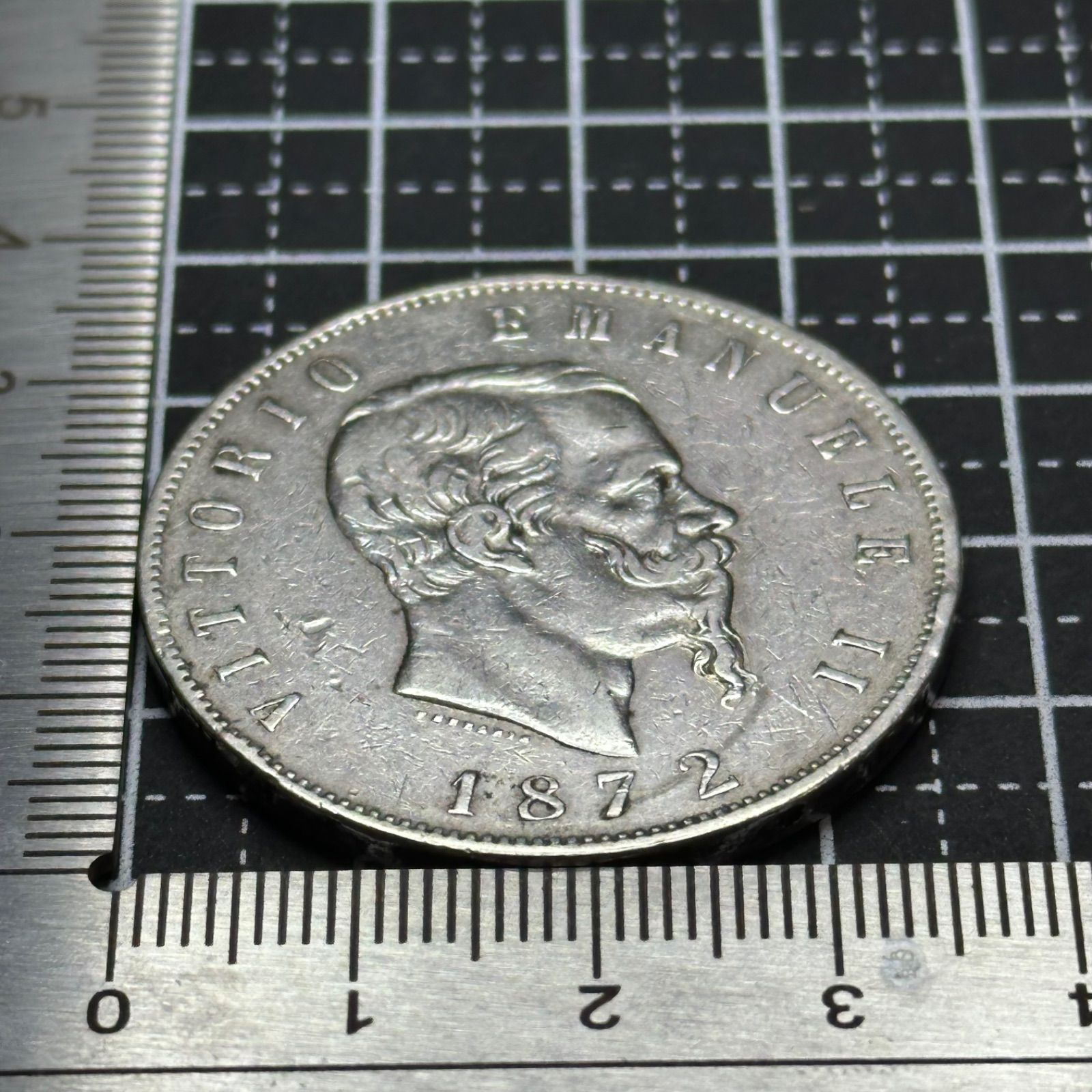 大型銀貨】1872年 イタリア王国 5リラ銀貨 ヴィットーリオ