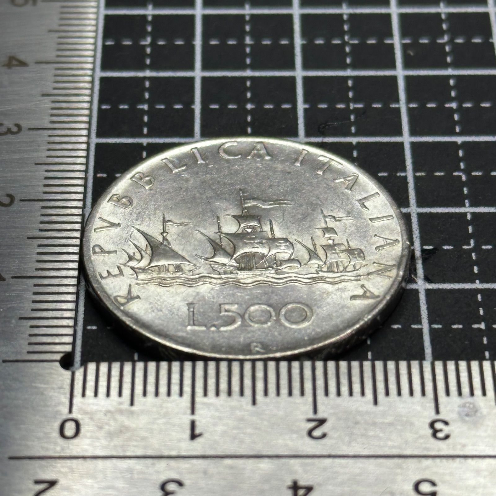 銀貨】イタリア 500リラ銀貨 帆船デザイン 1950年代〜1960年代 銀835