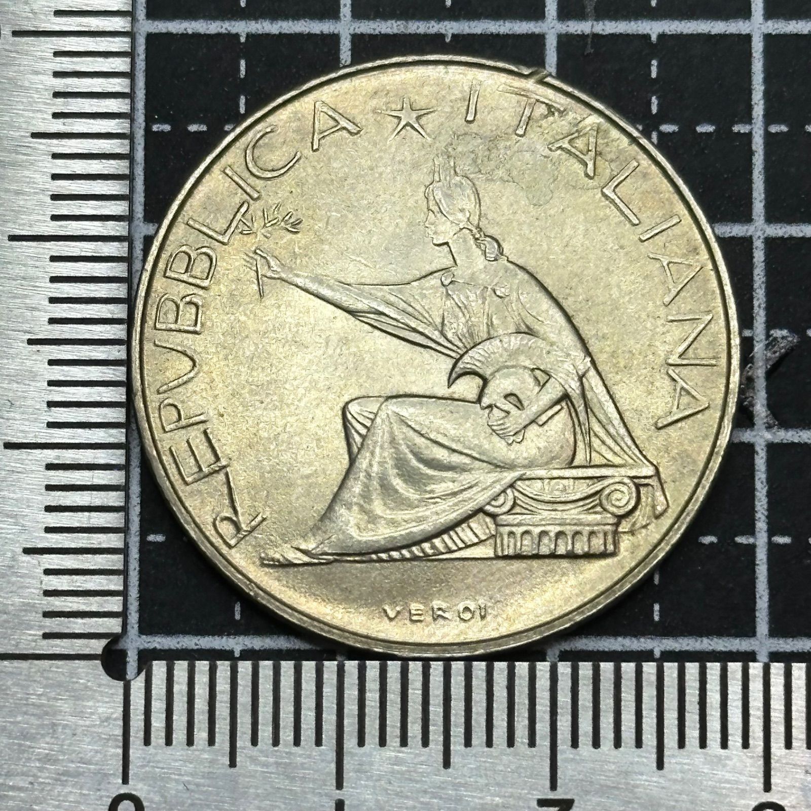 銀貨】1961年 イタリア 500リラ銀貨／座像イタリア女神とクァドリガ