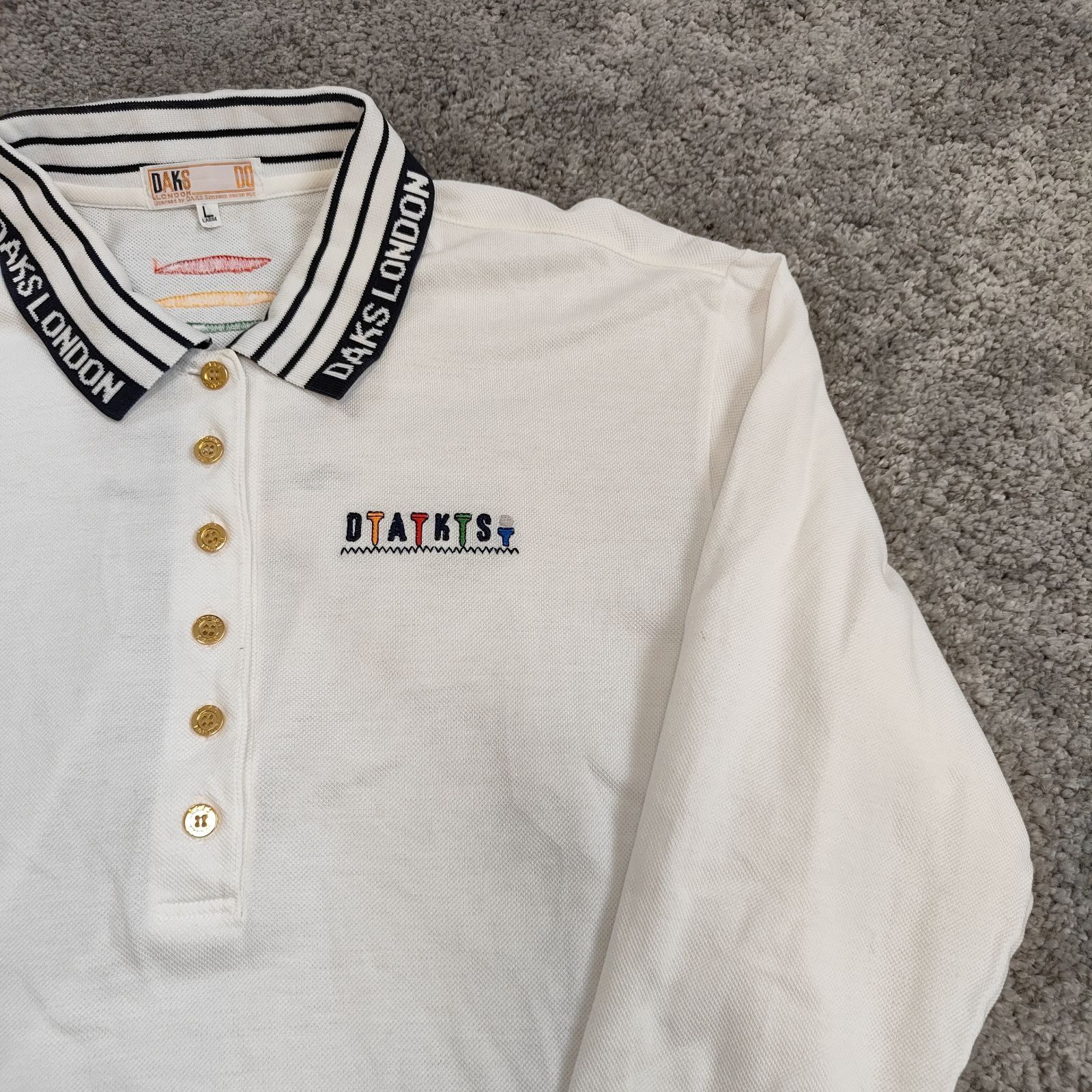 DAKS ゴルフポロシャツ Lサイズ ホワイト新品長袖 DAKS ダックス 【サイズ】 Lサイズ 長袖 ポロシャツ ゴルフ GOLF