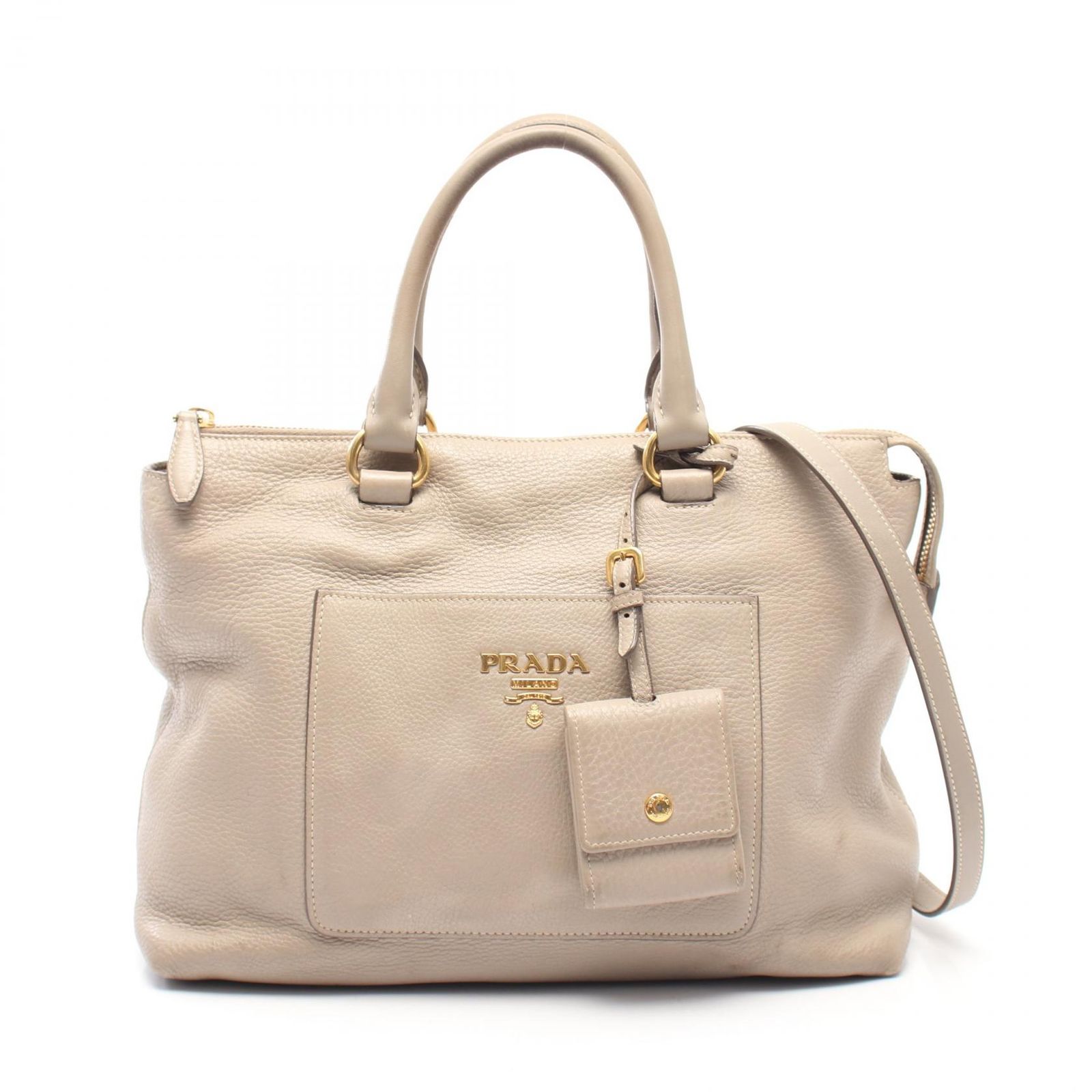 プラダ PRADA ハンドバッグ VIT DAINO ベージュ レザー 2WAYショルダー 