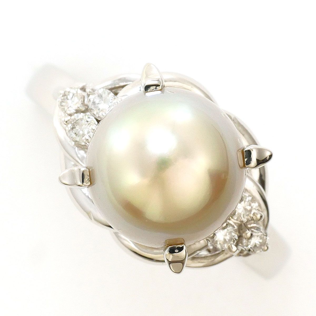 PT900/プラチナ リング・指輪 13号 アコヤ真珠 ダイヤモンド 0.13 ct