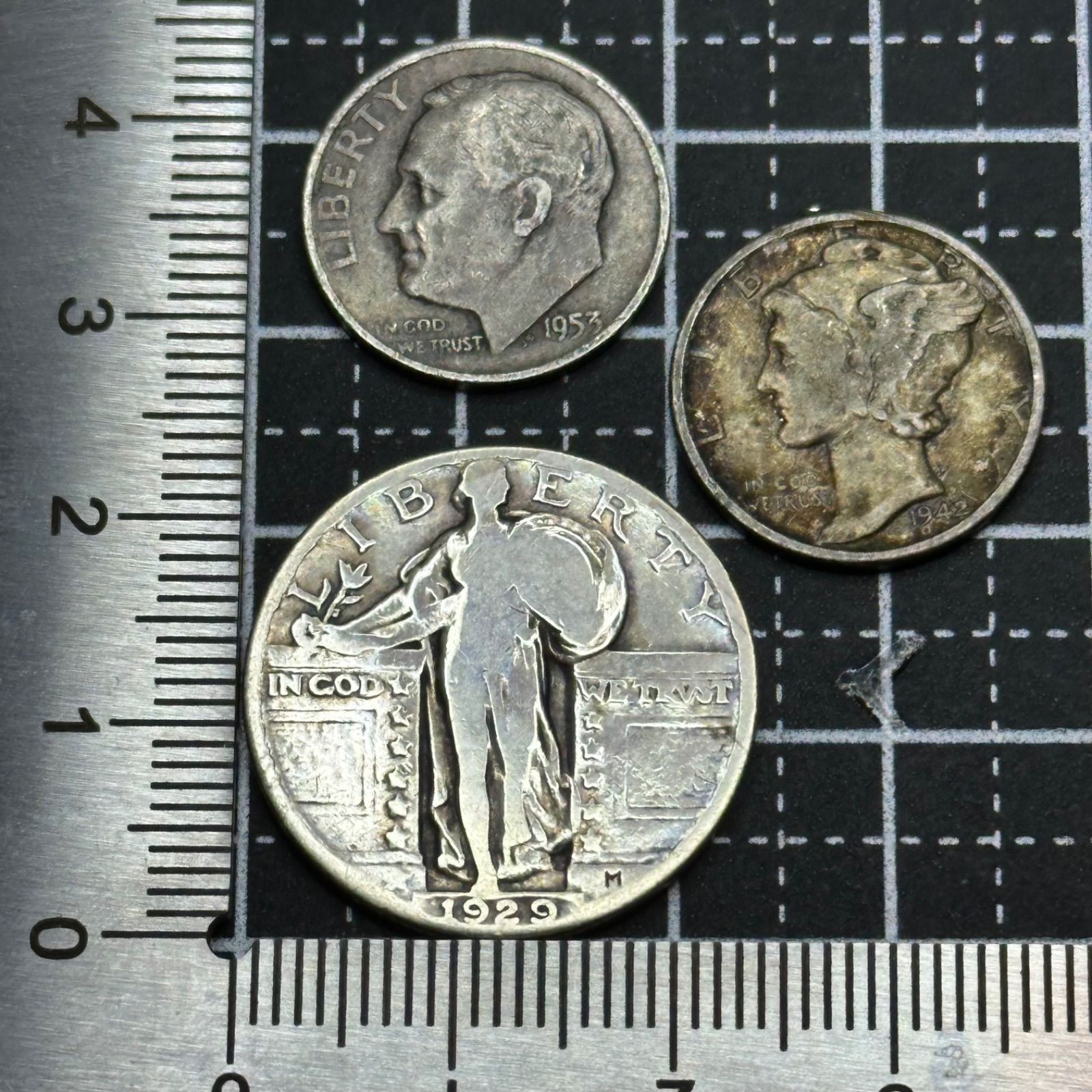 銀貨まとめ】アメリカ銀貨3枚セット マーキュリーダイム／ルーズベルト