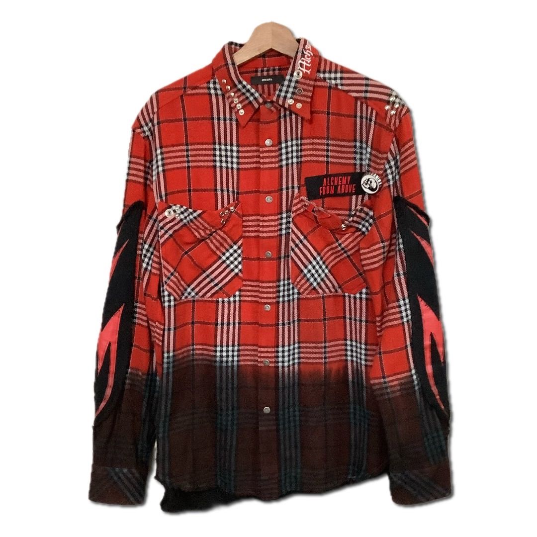DIESEL ディーゼル チェック柄ネルシャツ レッド パンク カジュアル