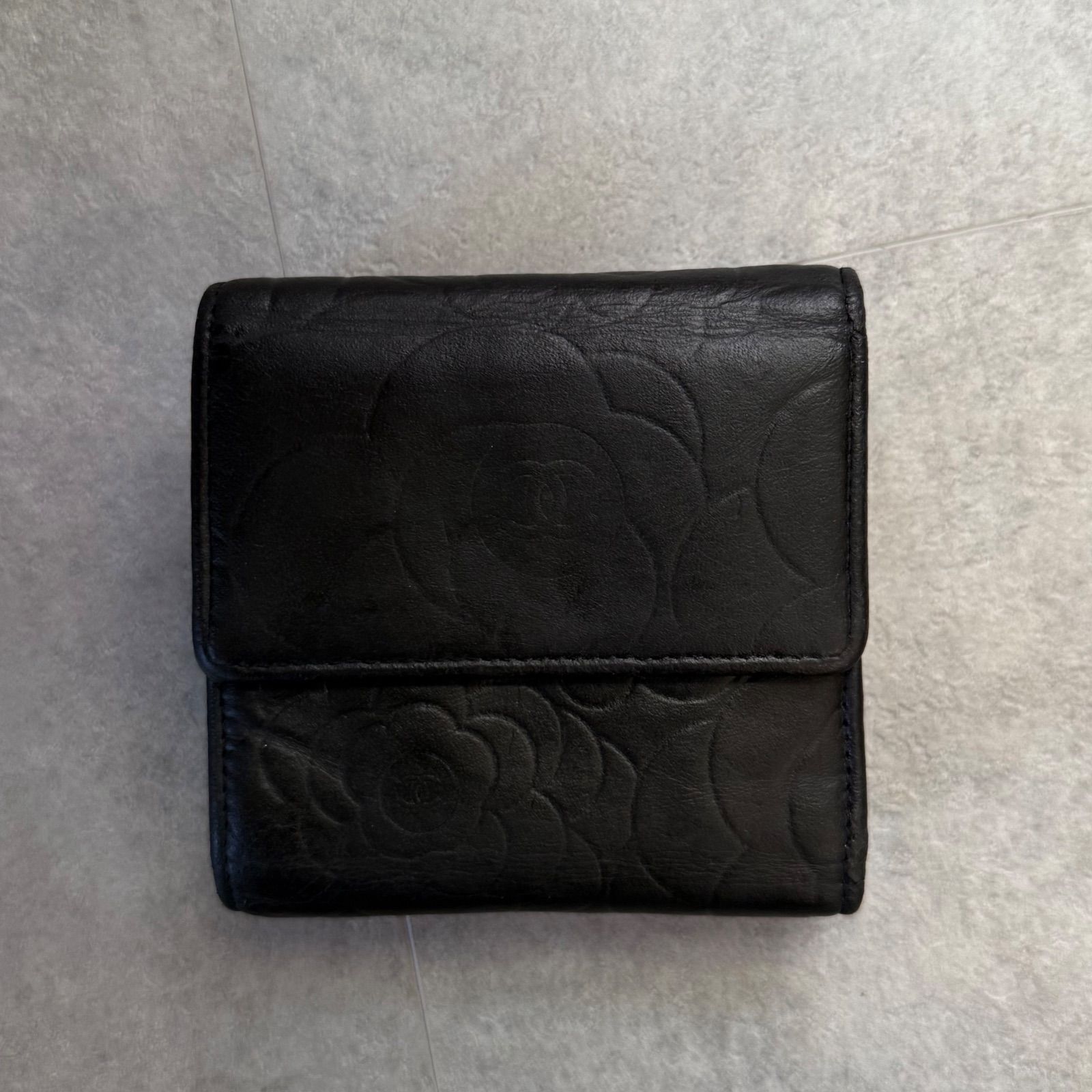 CHANEL シャネル カメリア 三つ折り財布 ココマーク ブラック 黒