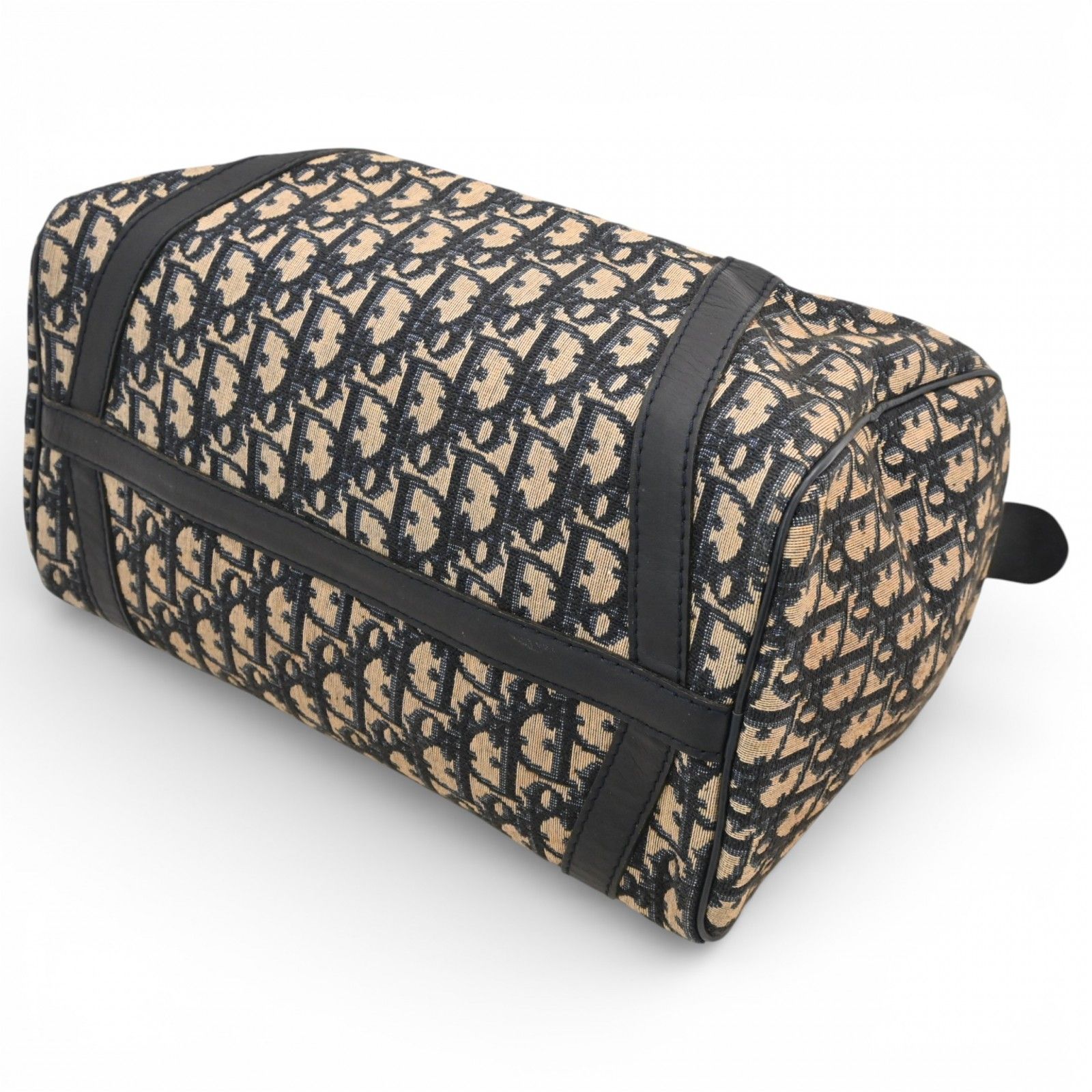 ディオール トロッター ボストンバッグ ネイビー×ベージュ Bランク