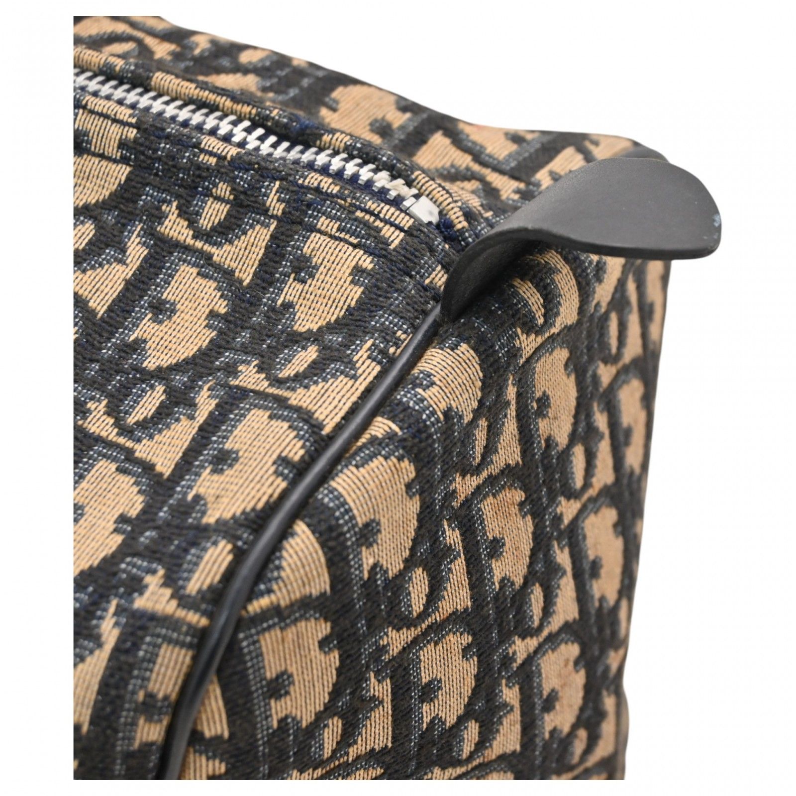 ディオール トロッター ボストンバッグ ネイビー×ベージュ Bランク