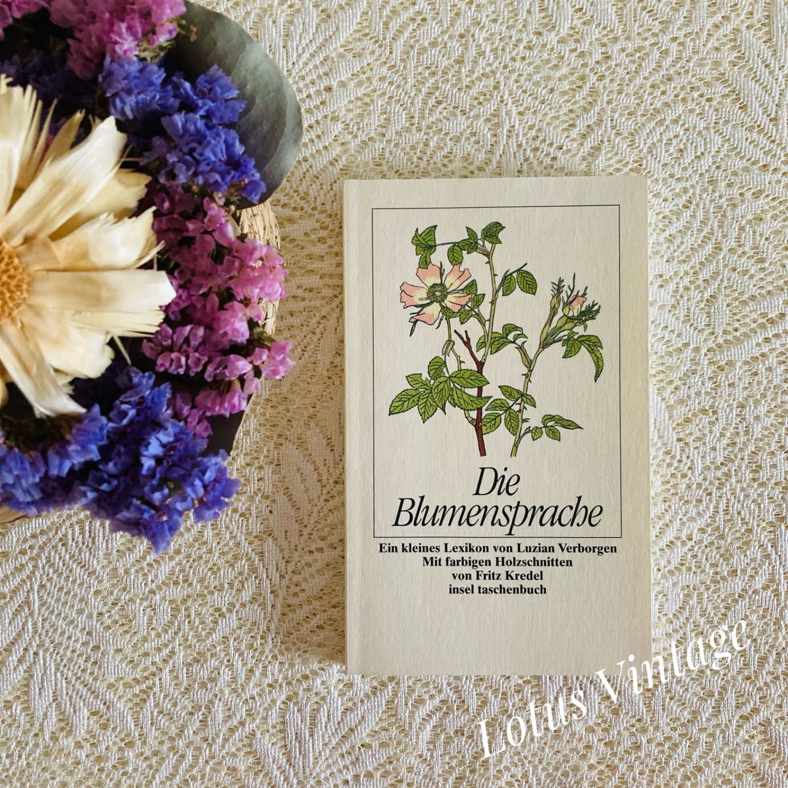 花言葉のドイツ語古書 繊細な植物画 インテリア洋書 - メルカリ