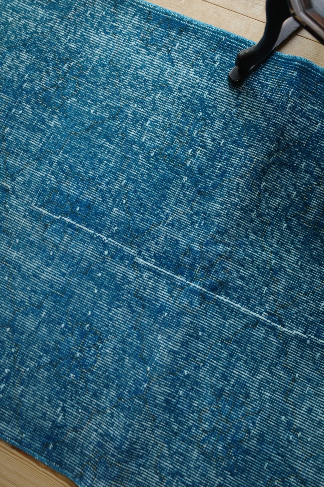 オーバーダイ　デニム　ブルー　トルコ　ヴィンテージラグ 超大判 オーバーダイ 濃ネイビー デニムブルー トルコヴィンテージラグ