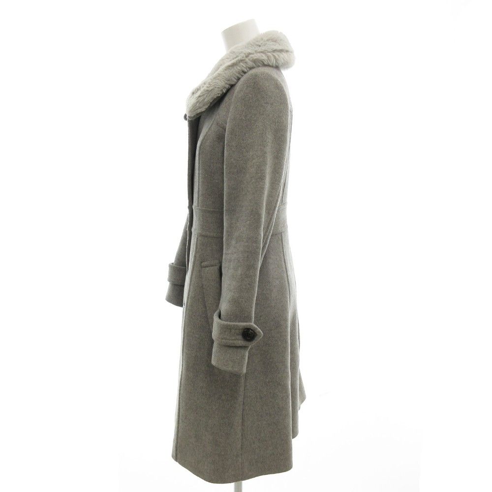 ブルーレーベルクレストブリッジ　フードウールコート　S グレー　裏チェック ブルーレーベルクレストブリッジ BLUE LABEL CRESTBRIDGE ロングコート