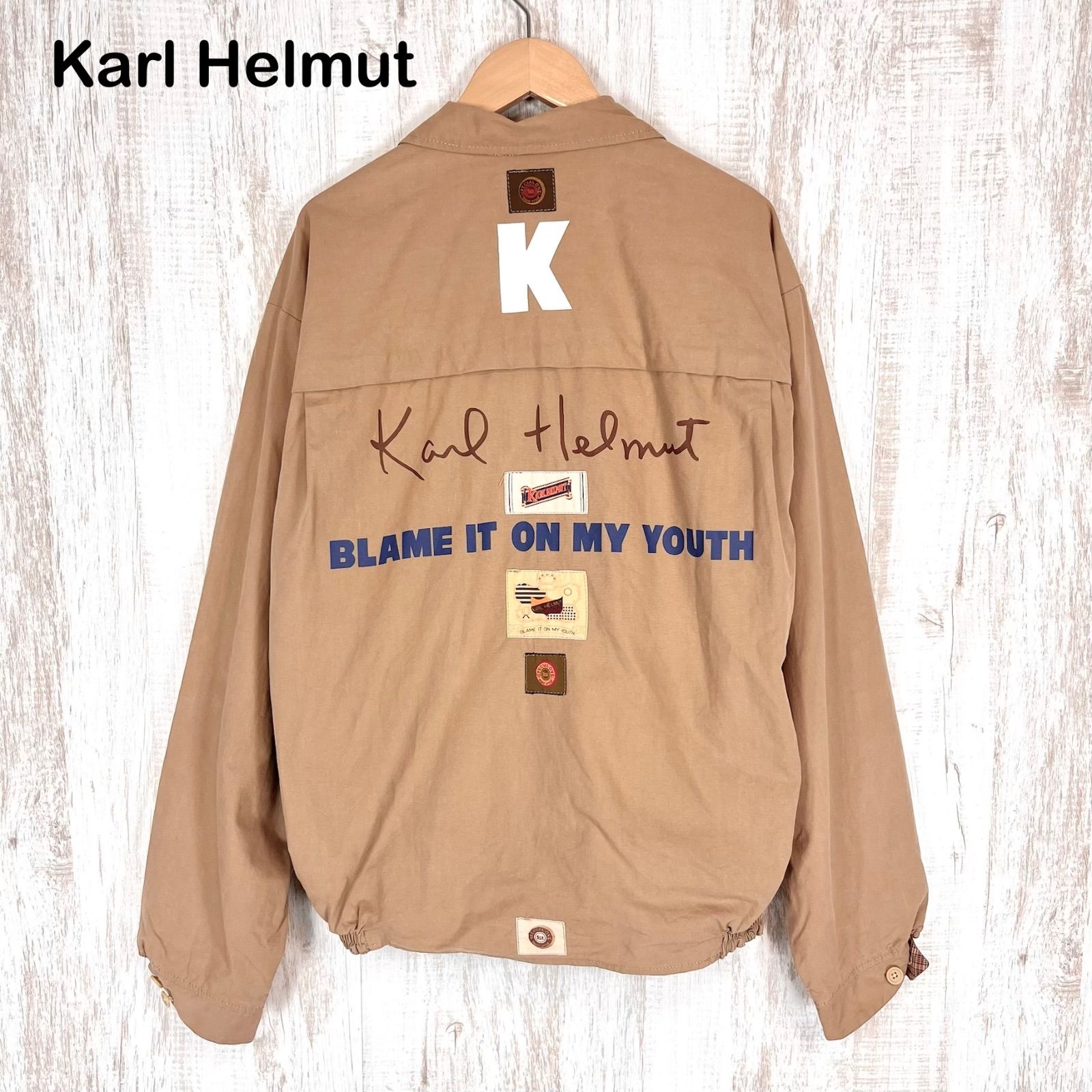 KARL HELMUT カールヘルム リバーシブル ワッペン付き ブルゾン M Karl Helmut カールヘルム ピンクハウス バックロゴプリント チェック